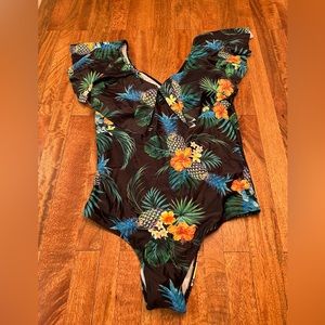 Tempt Me Ruffle One Piece Swimsuit Flounce Sleeve V Neck Size XL